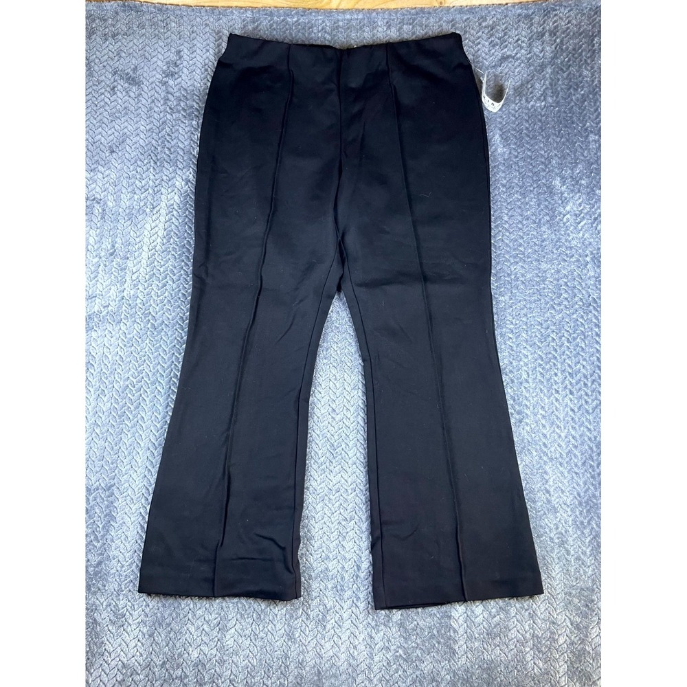 Tribal Signature Bootcut Pants Womens XL Black Rayon Pleated Stretch Pull On